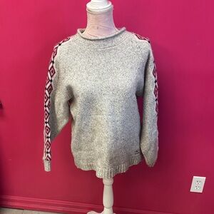 O'Neill Gray Sweater with Red Patterned Sleeves